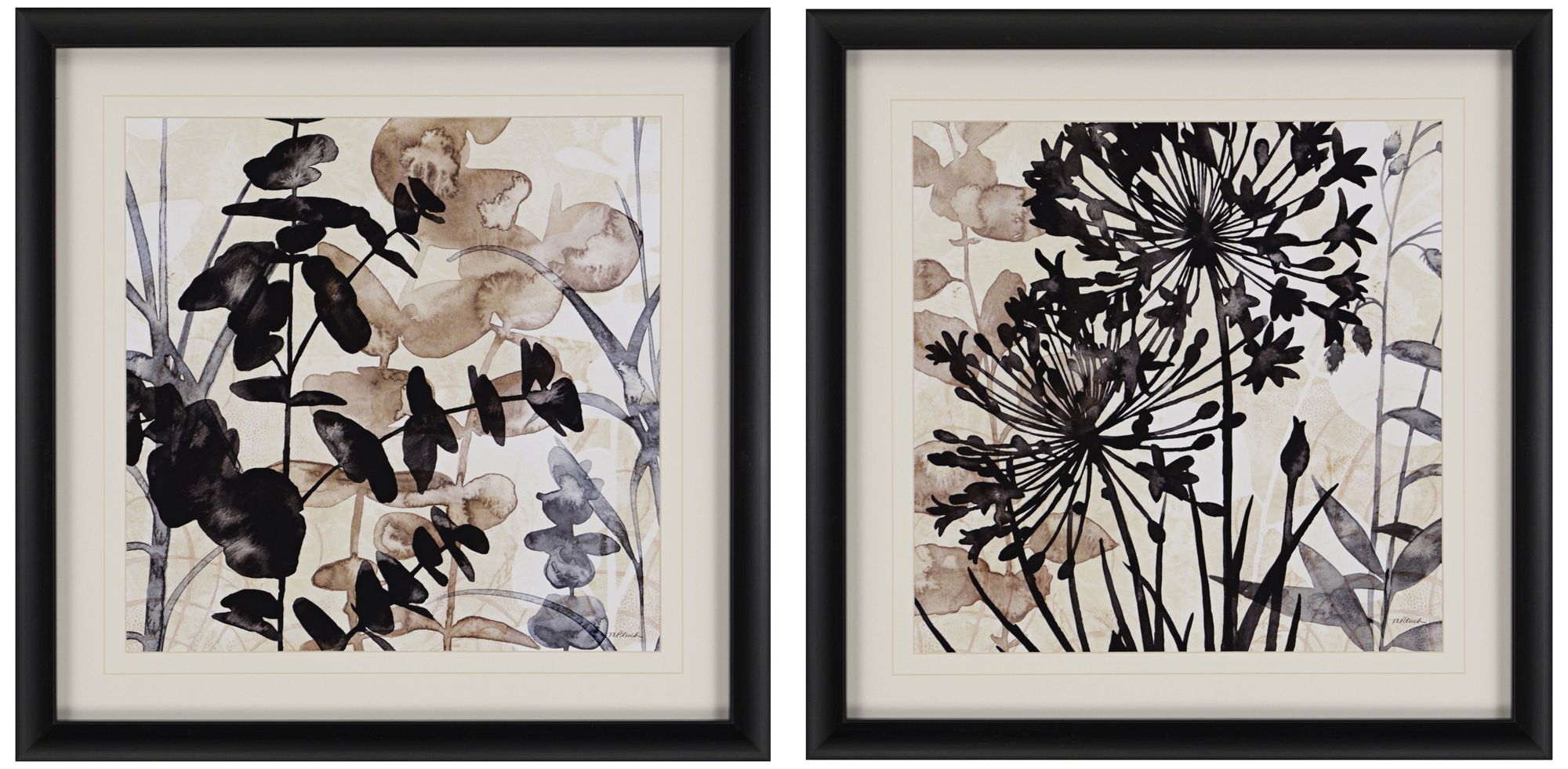 Natural Botanical I 2-Piece 26" Square Framed Wall Art Set