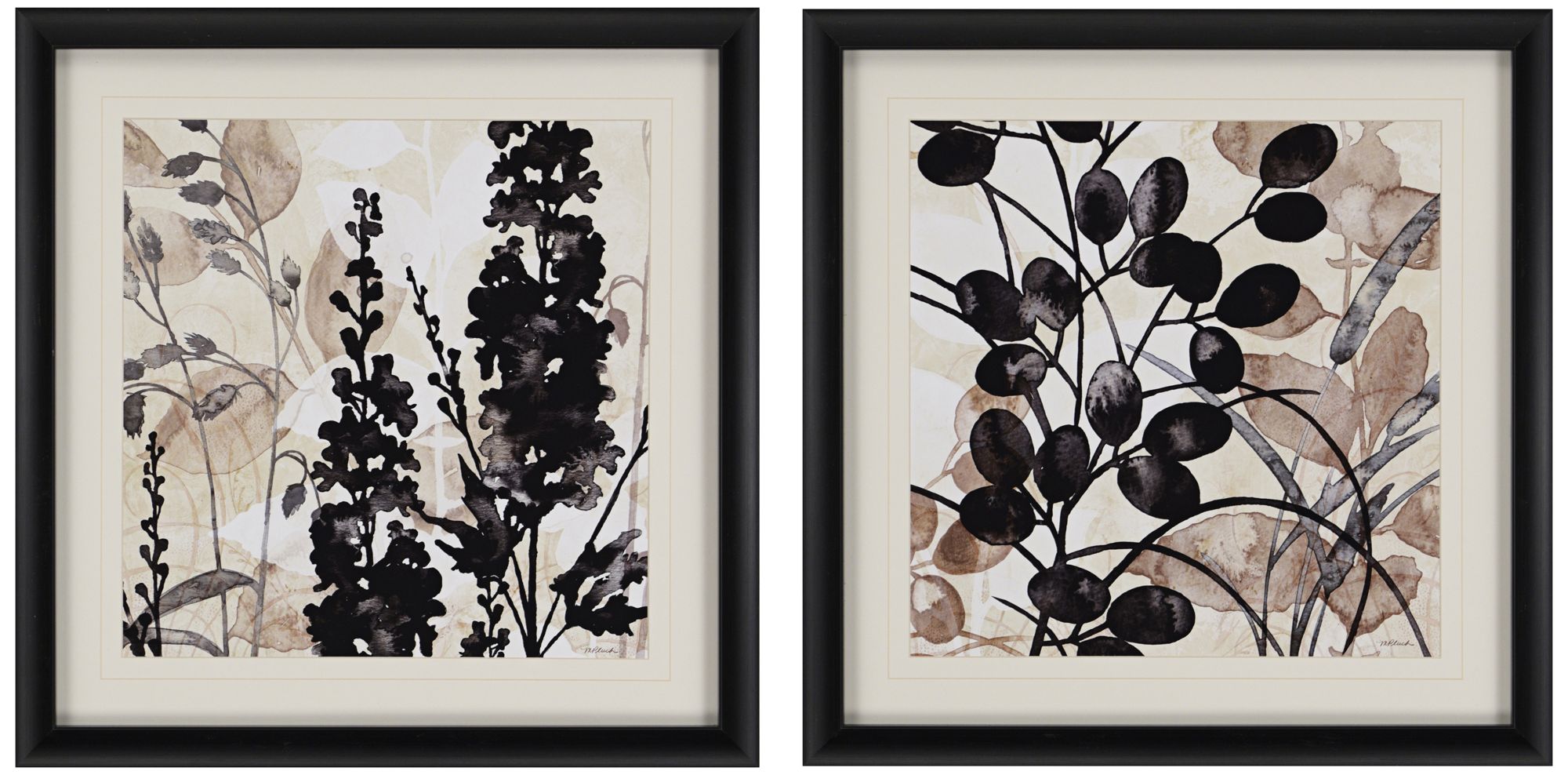 Natural Botanical II 2-Piece 26" Square Framed Wall Art Set