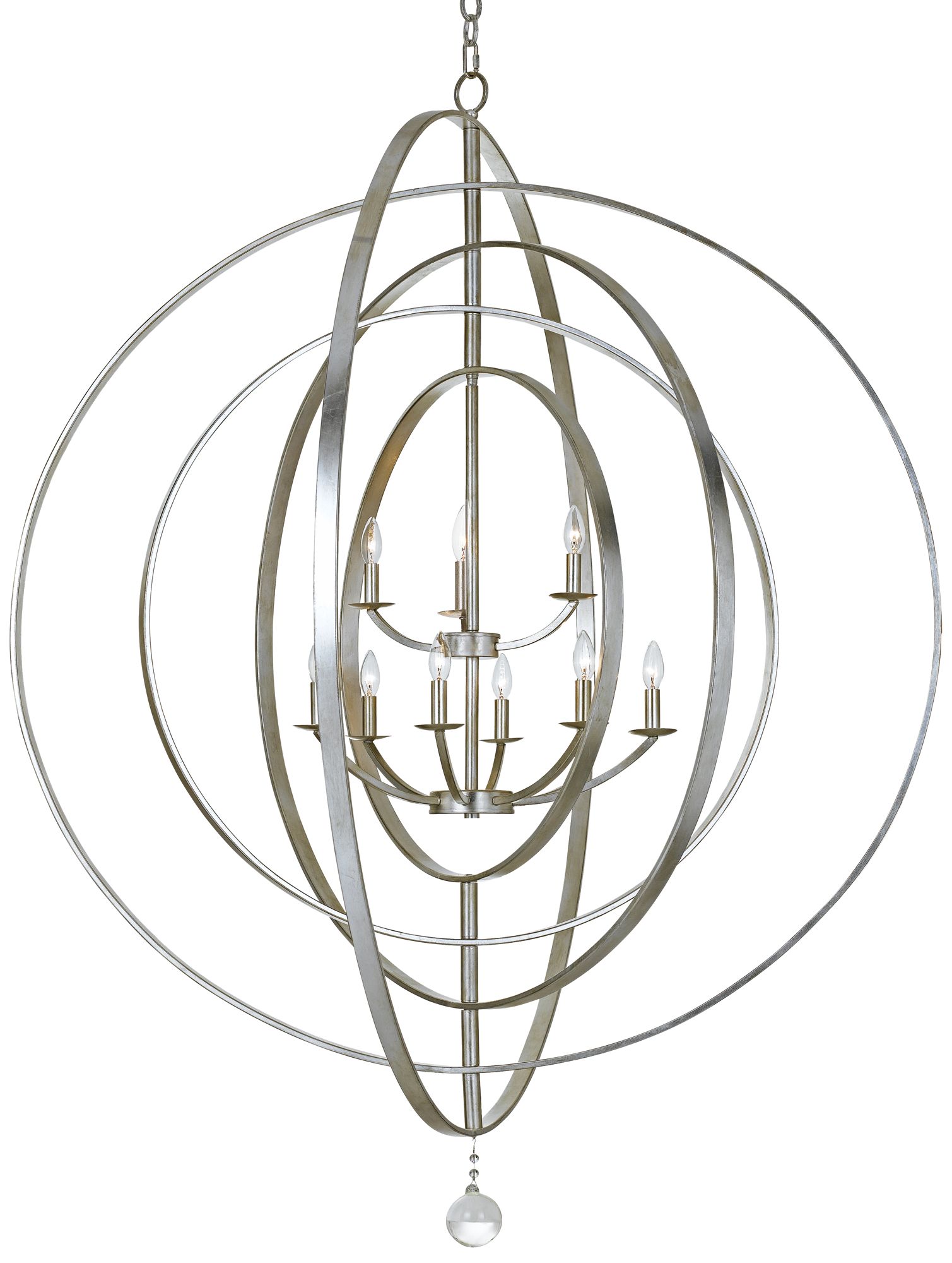 Crystorama Luna 48" Wide Antique Silver 9-Light Chandelier