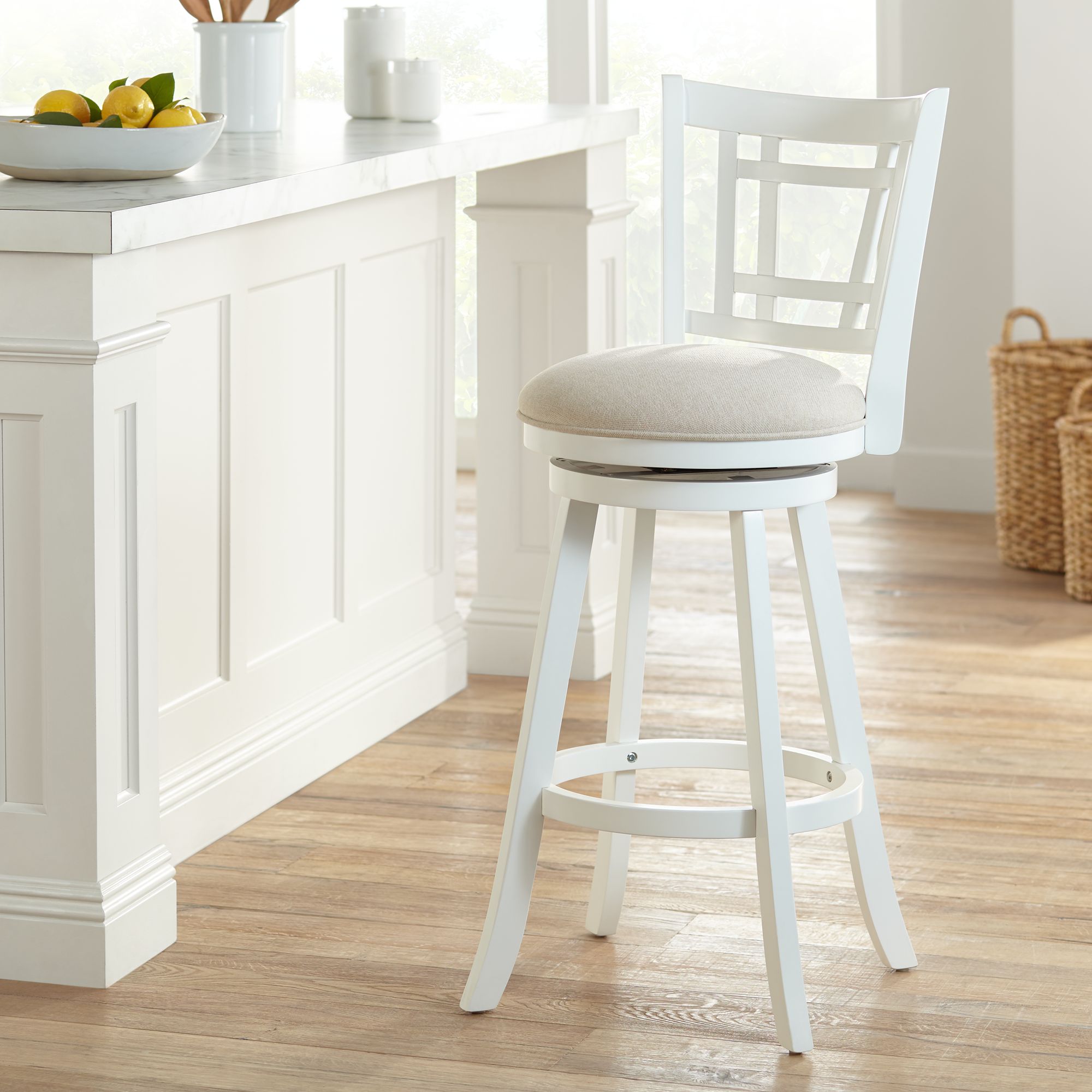 Hillsdale Fairfox 30 1/2" White Ecru Swivel Bar Stool | EBay