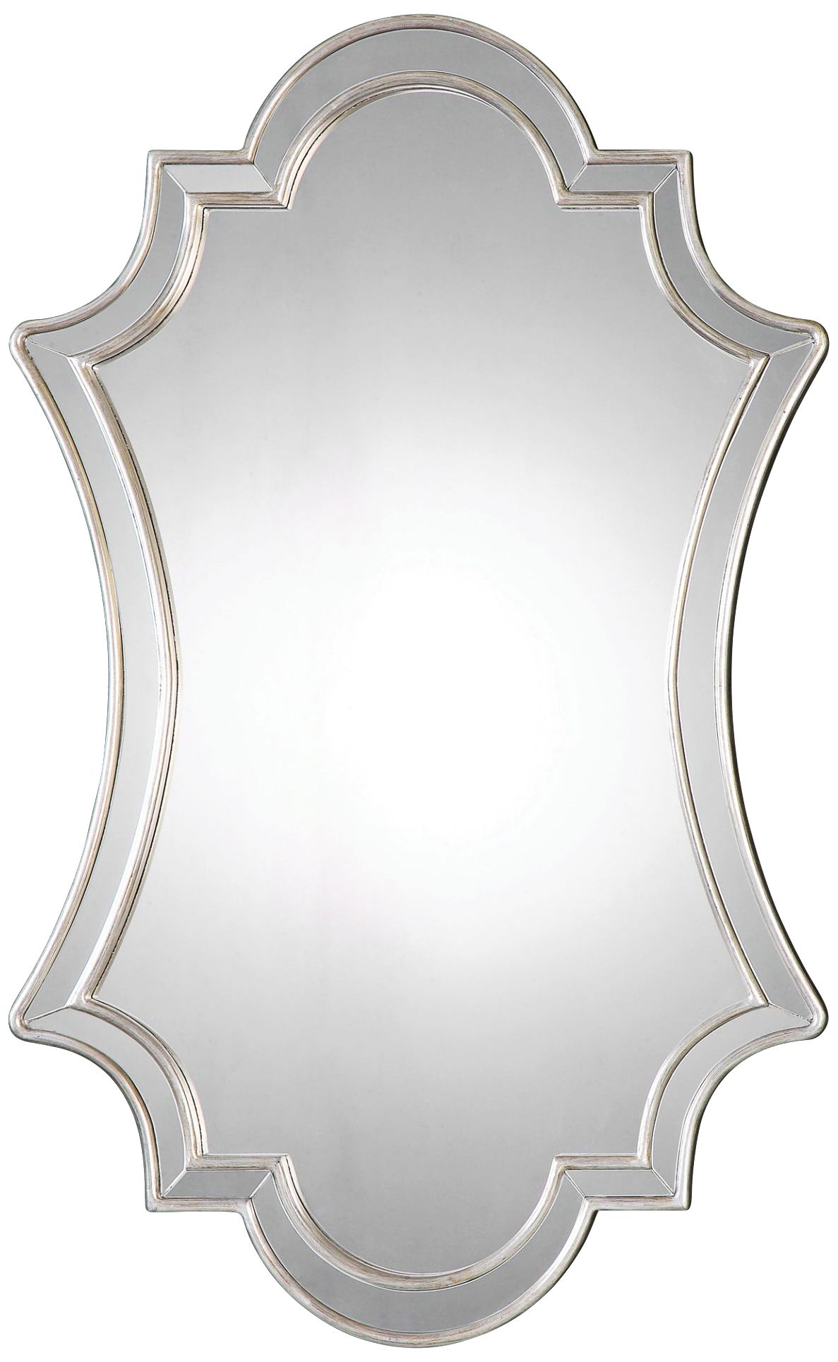 Elara Antiqued Silver 27" x 43" Quatrefoil Wall Mirror 1D154 Lamps Plus