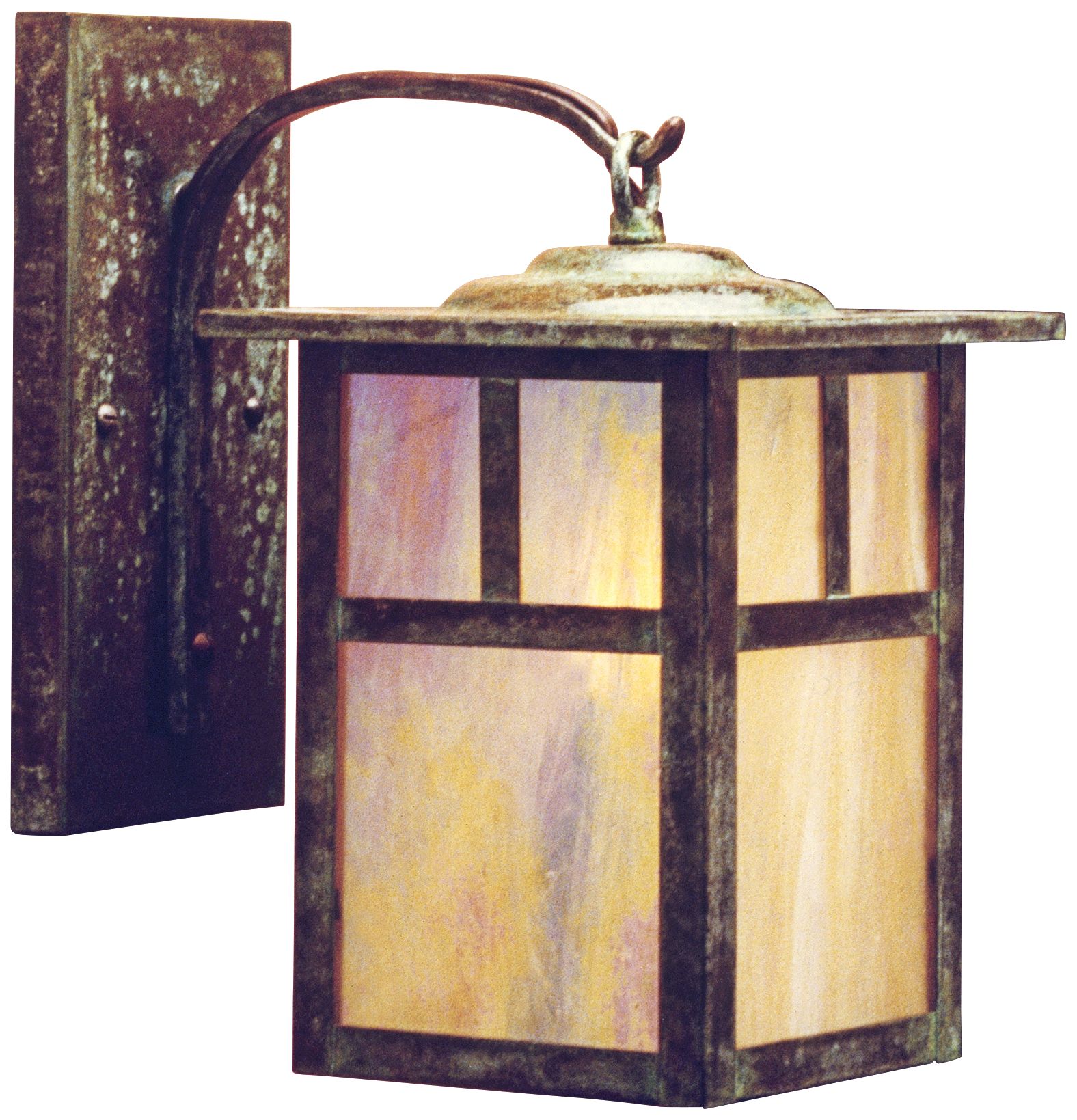 Mission 11 3/4"H Gold Glass Lantern Outdoor Wall Light