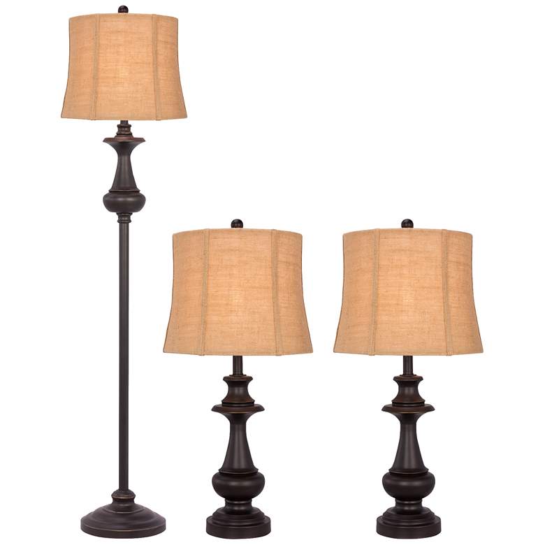 Image 1 Milladore Madison Bronze 3-Piece Floor and Table Lamp Set