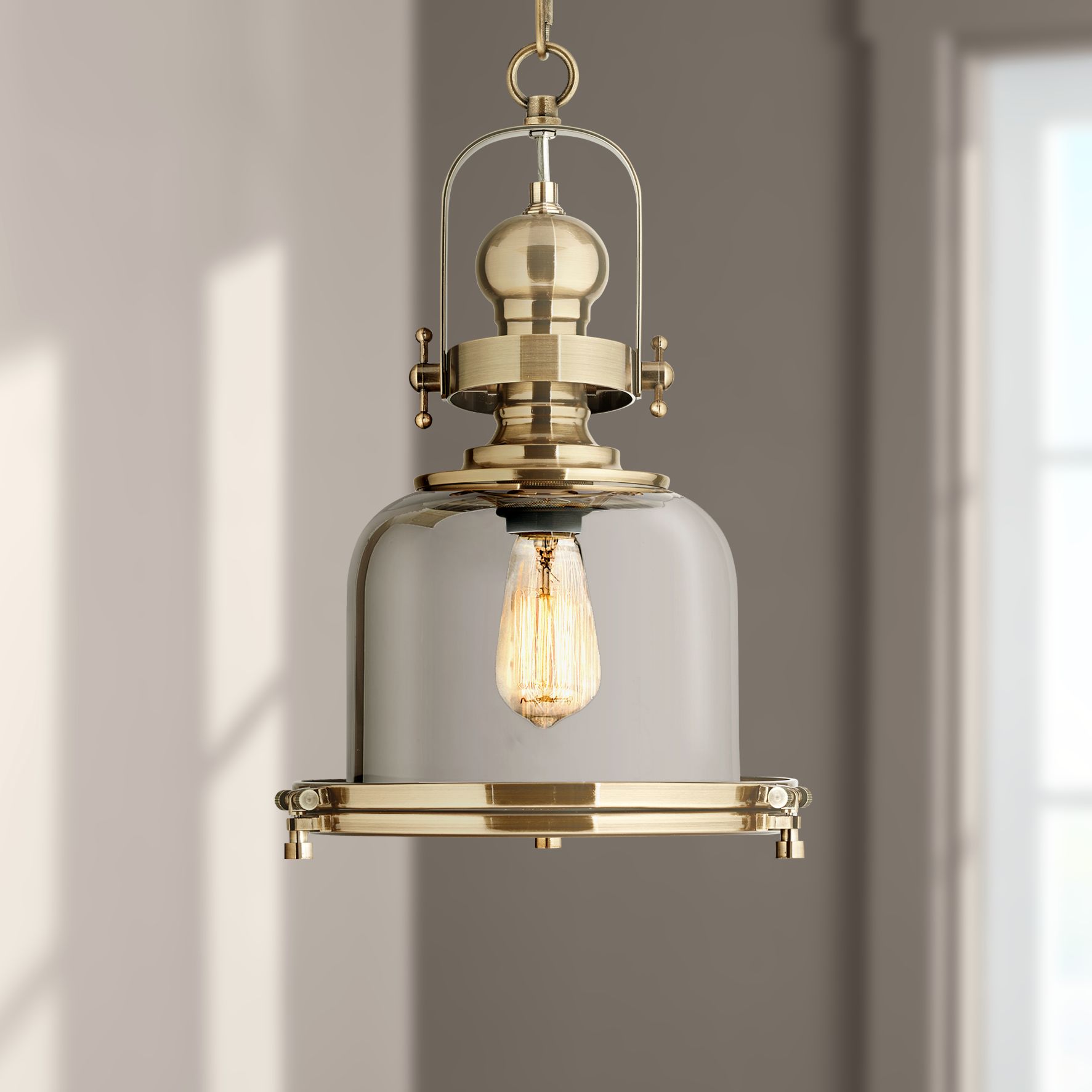 Brass Lantern Pendant Light 11 Modern Chrome Glass Fixture For