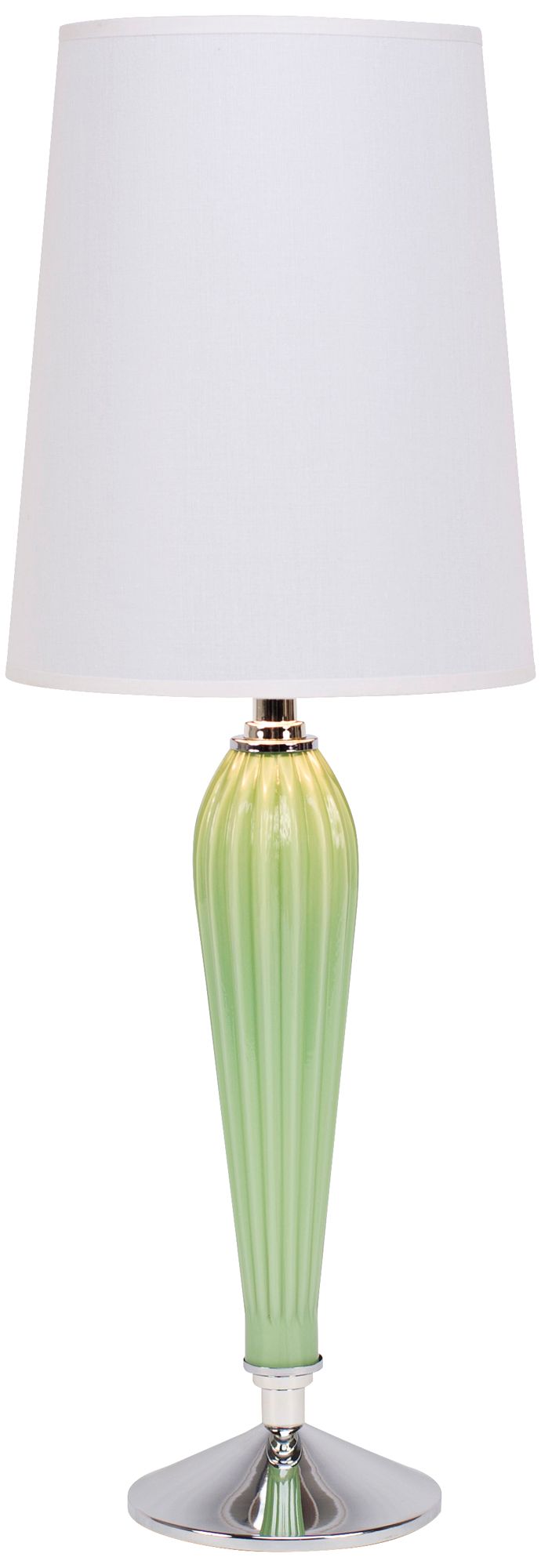 Colette Apple Glass Table Lamp with White and Silver Shade