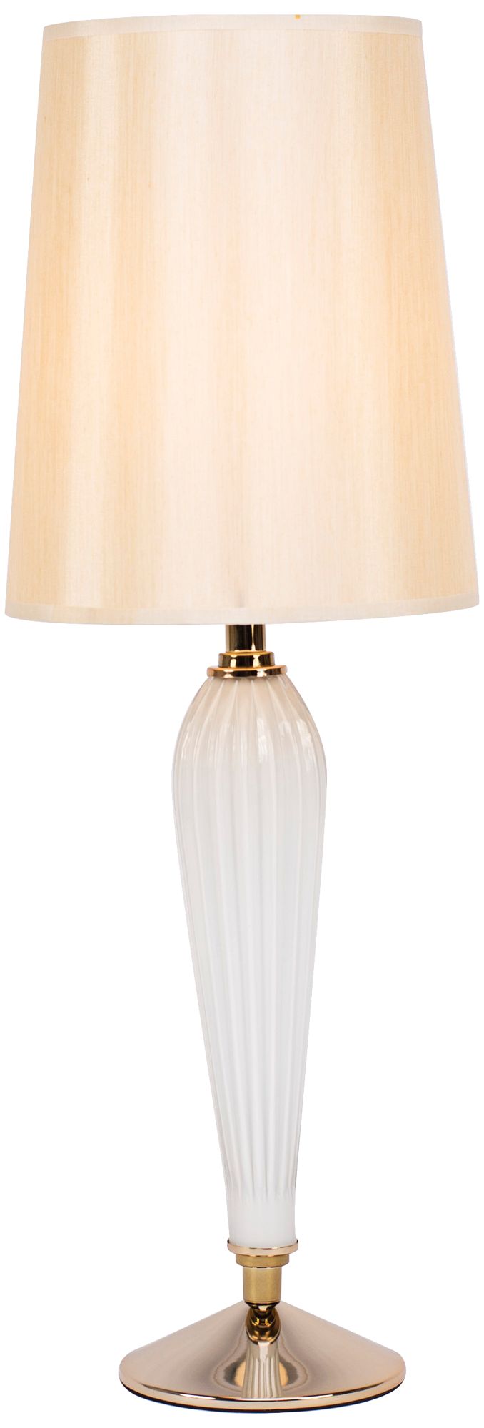 Colette Milk Glass Table Lamp with Eggshell Silk Shade