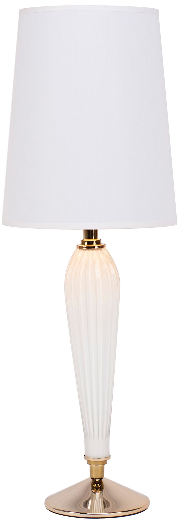 white and silver table lamp