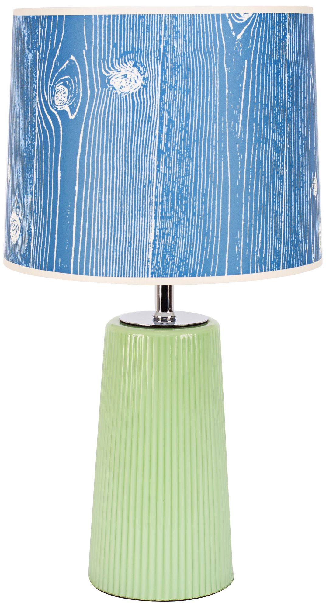 Martha Apple Glass Table Lamp with Faux Bois Marine Shade