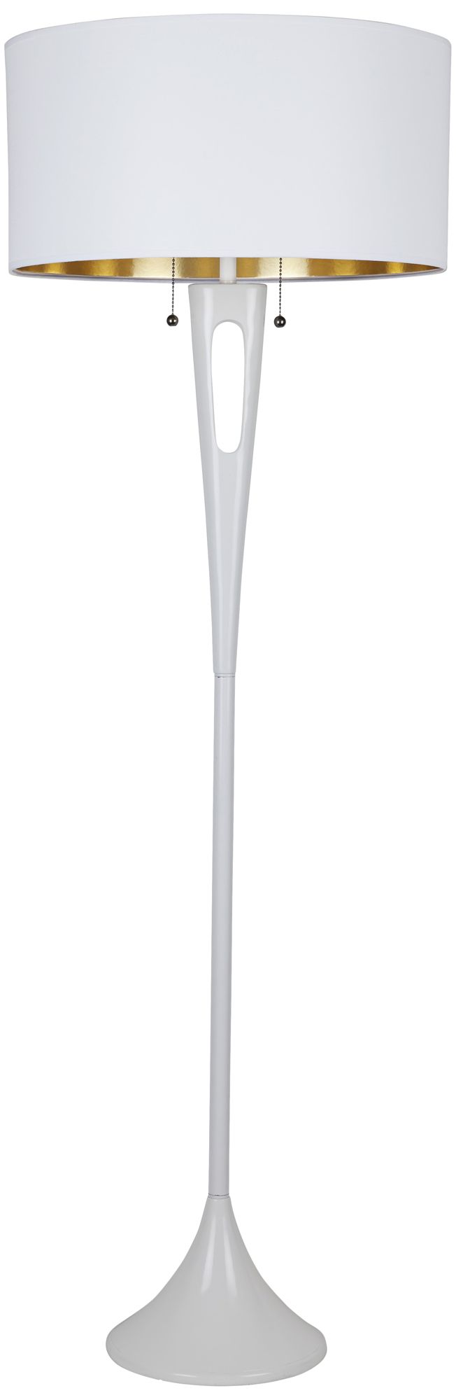 Soiree 60" HIgh White with Metallic Shade Floor Lamp