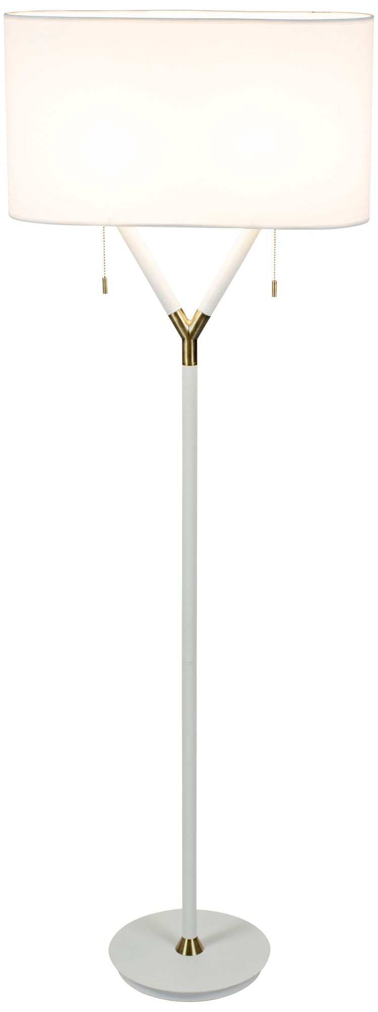 Blip 63" High White Lacquer-White Linen Shade Floor Lamp