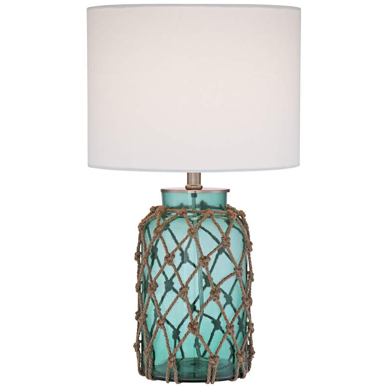 Image 2 Crosby Blue-Green Bottle with Rope Glass Table Lamp