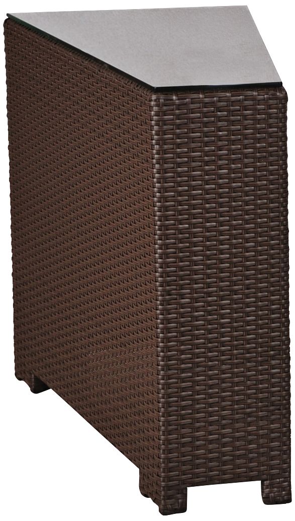 Elements Weave Glass-Top Outdoor Wedge End Table