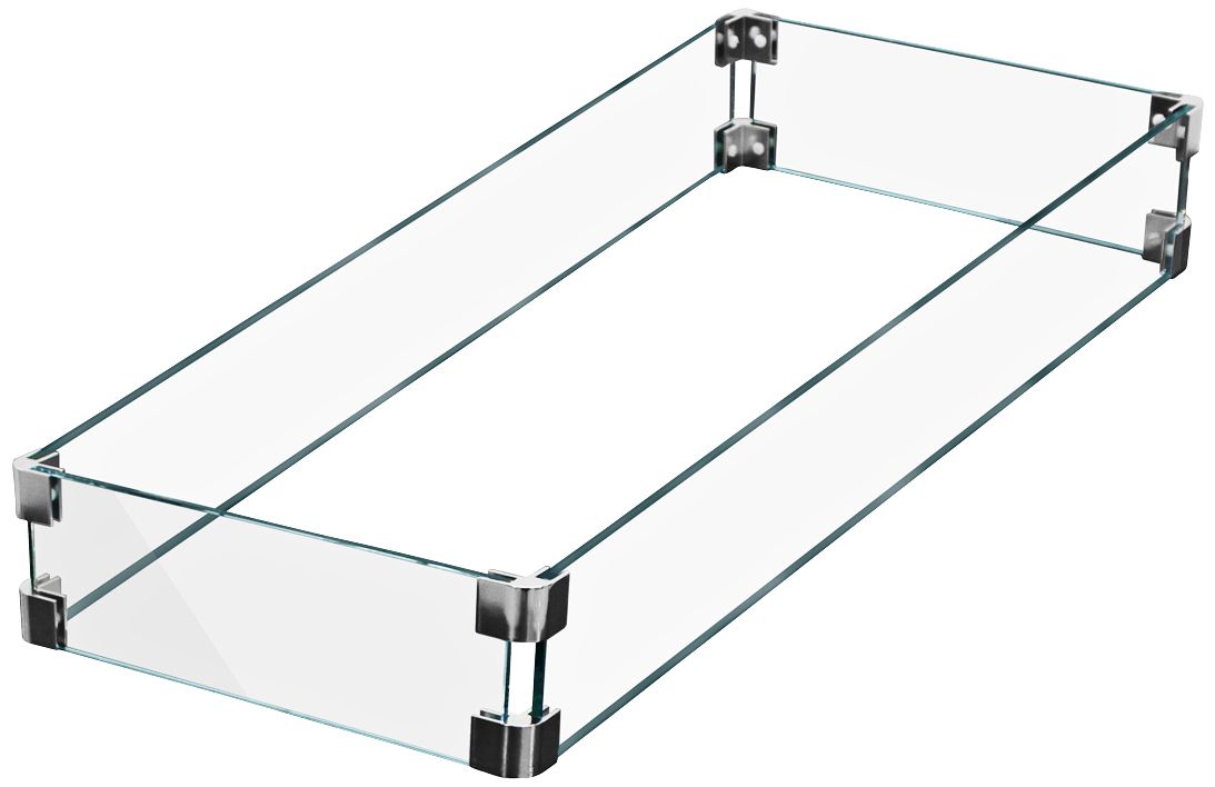 Elements Rectangular Fire Table Glass Wind Screen