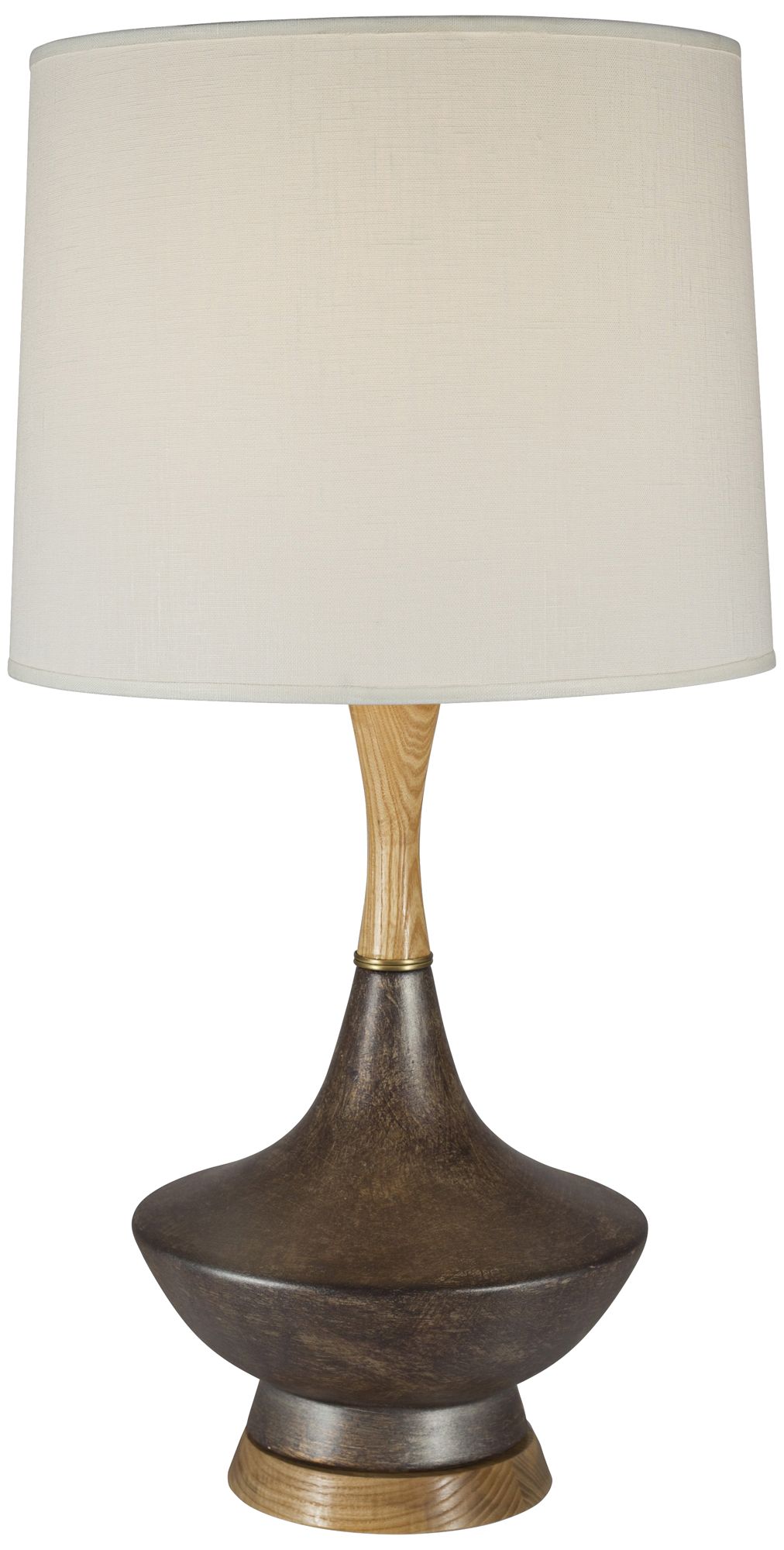 Duck Rust Wood and Ceramic Table Lamp with Ivory Shade