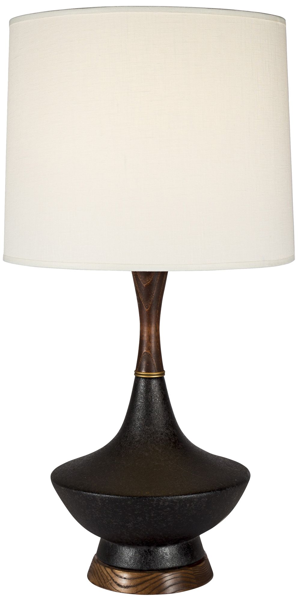 Duck Cast Iron Wood and Ceramic Table Lamp with Ivory Shade