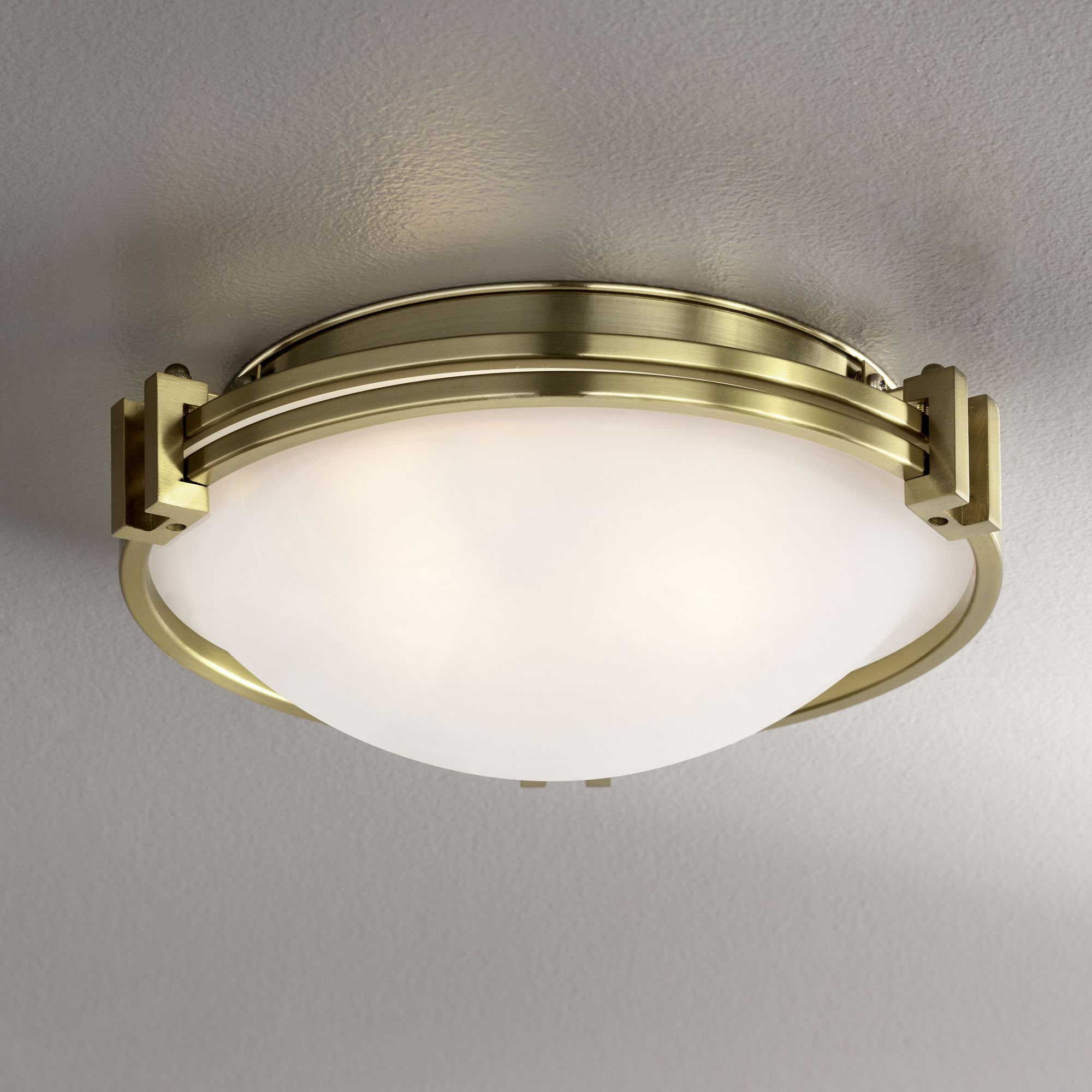Art Deco Ceiling Light Flush Mount Fixture Brass 12 3 4 Wide