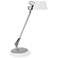 Luce Silver Metal LED Desk Lamp with White Shade