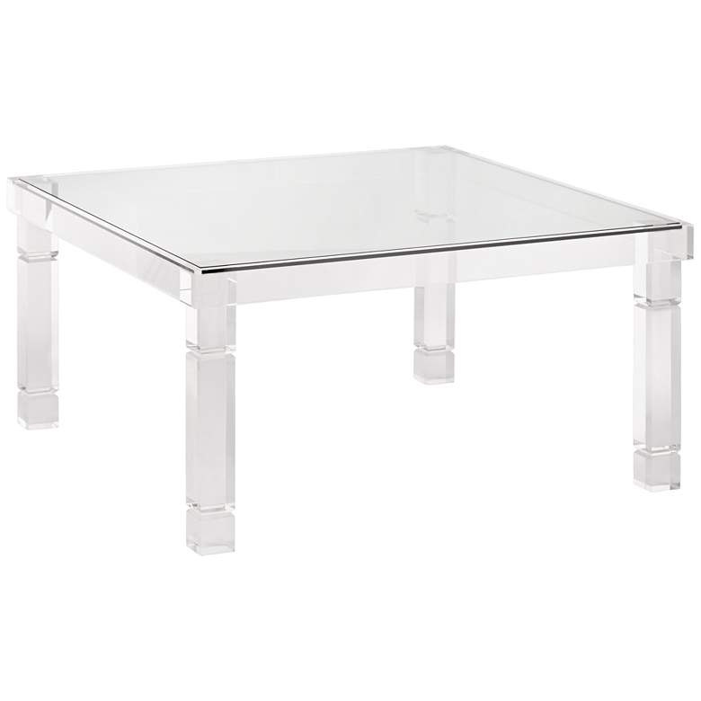 Image 3 Bristol 36" Square Clear Acrylic and Glass Modern Coffee Table
