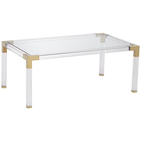table acrylic gold coffee clear corners rectangle hanna lampsplus erica furniture