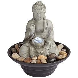 Sitting Buddha 10&quot; High LED Tabletop Zen Fountain