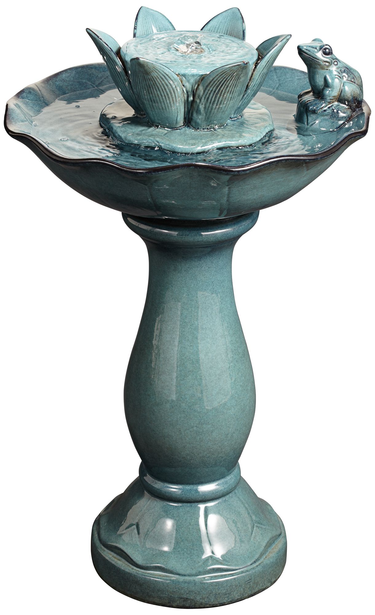 Pleasant Pond 25 1/4" Outdoor Pedestal Frog Fountain