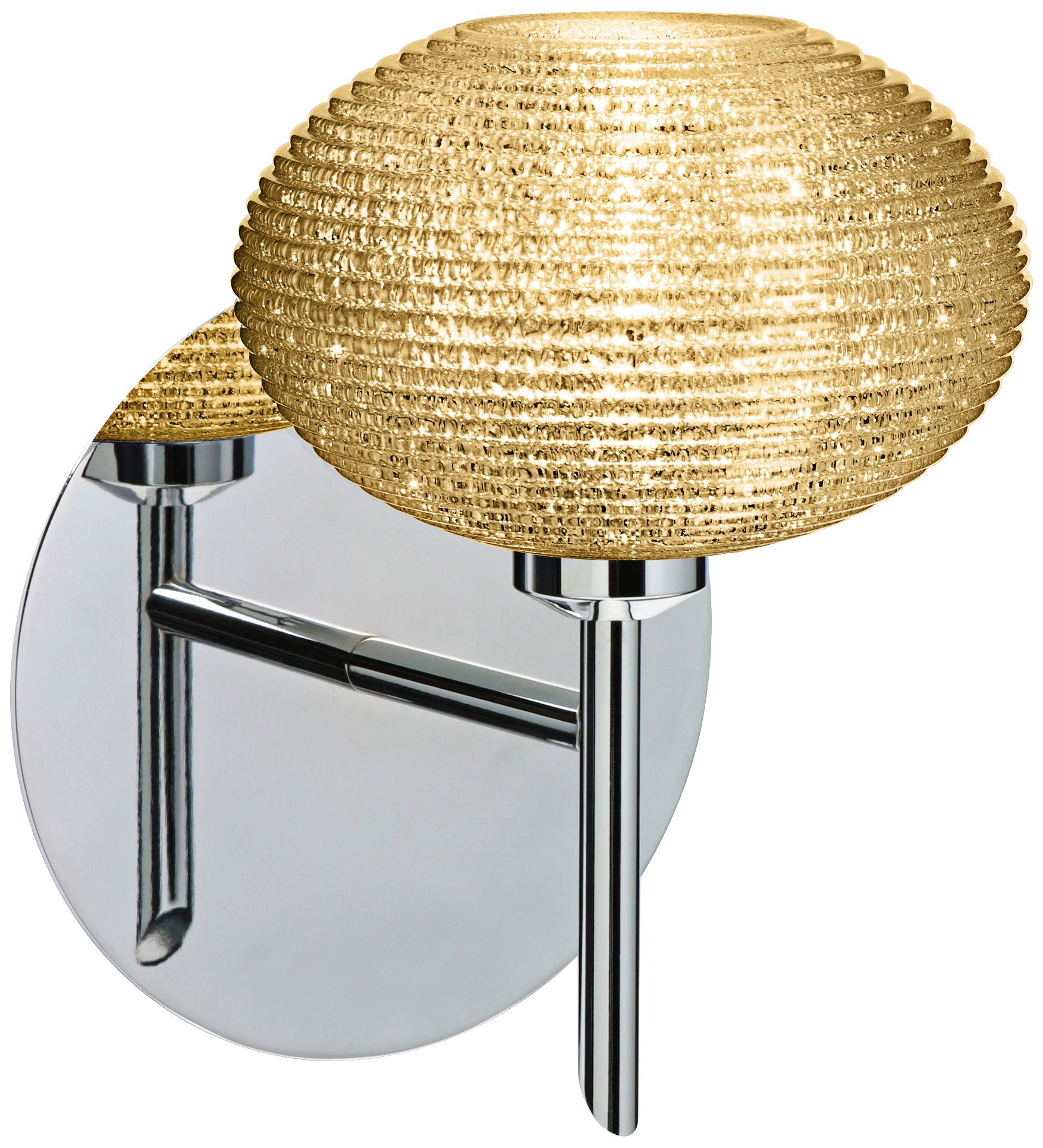 Besa Lasso 7" High Chrome Gold Glitter Glass LED Wall Sconce