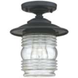 Creekside 8 1/4&quot;W Black Ribbed Glass Outdoor Ceiling Light