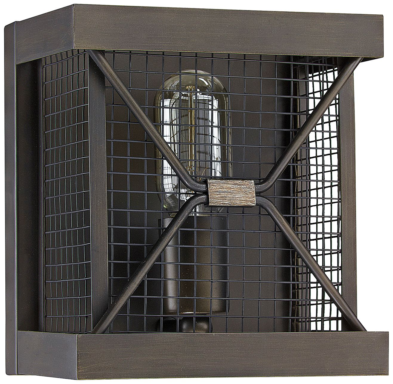 Capital Jackson 8" High Oiled Bronze Cage Square Wall Sconce