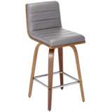 Vienna 25 1/4&quot; Gray Faux Leather Modern Swivel Counter Stool