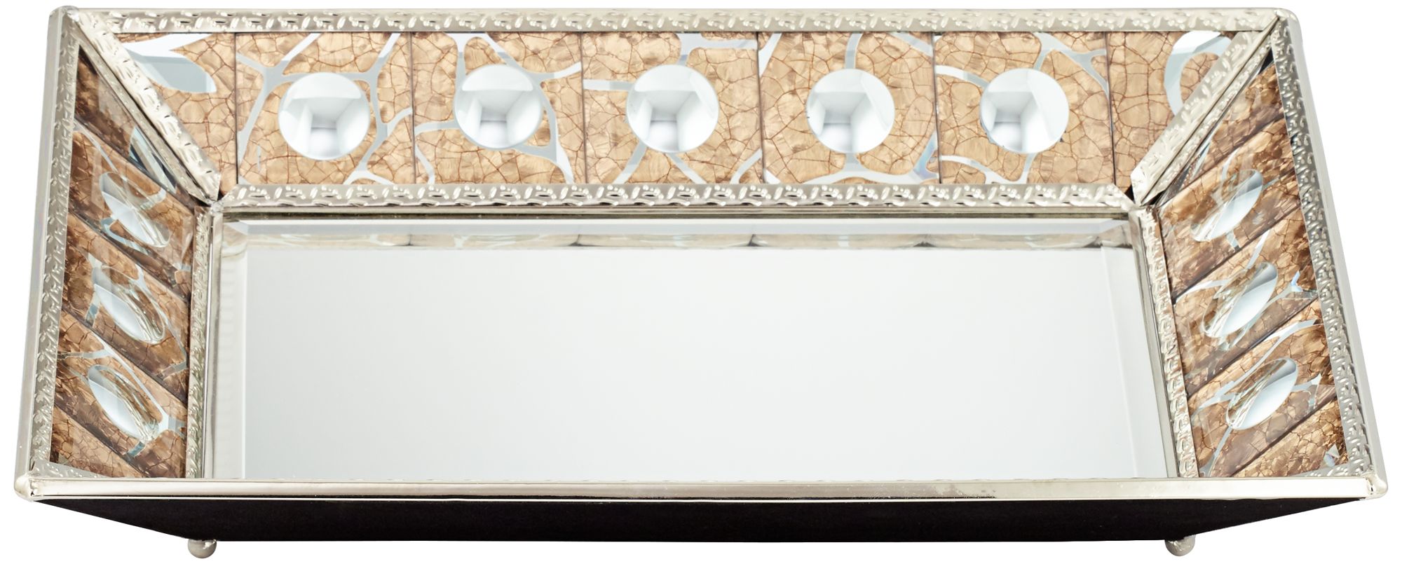 Trish Silver Crackled Bronze Decorative Mirrored Tray 1J274 Lamps Plus