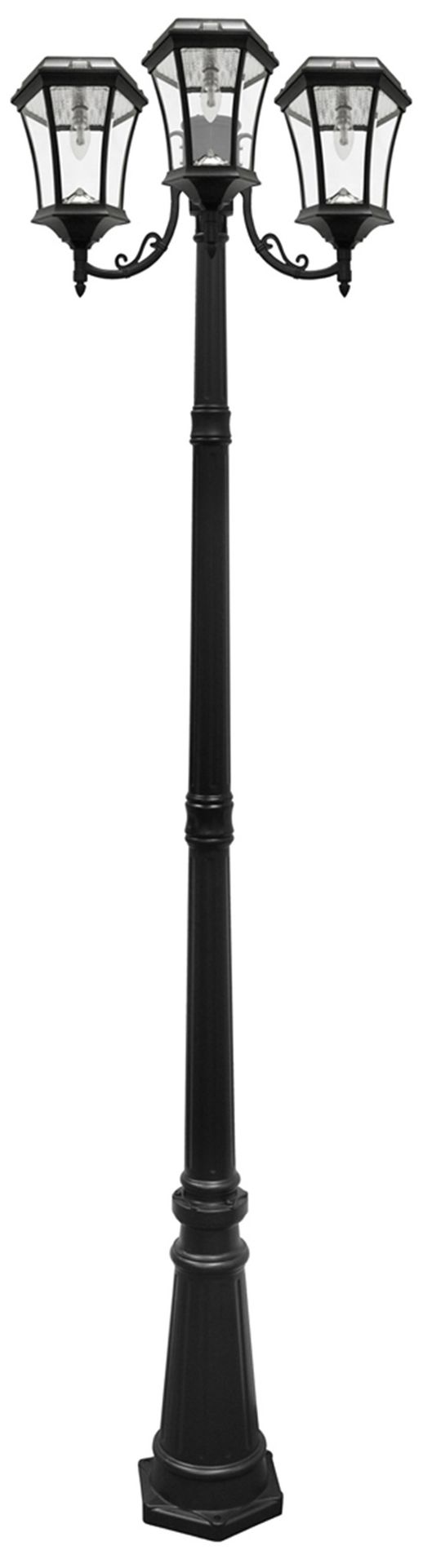 Victorian Black 90"H 2700K LED 3-Lamp Solar Post Light