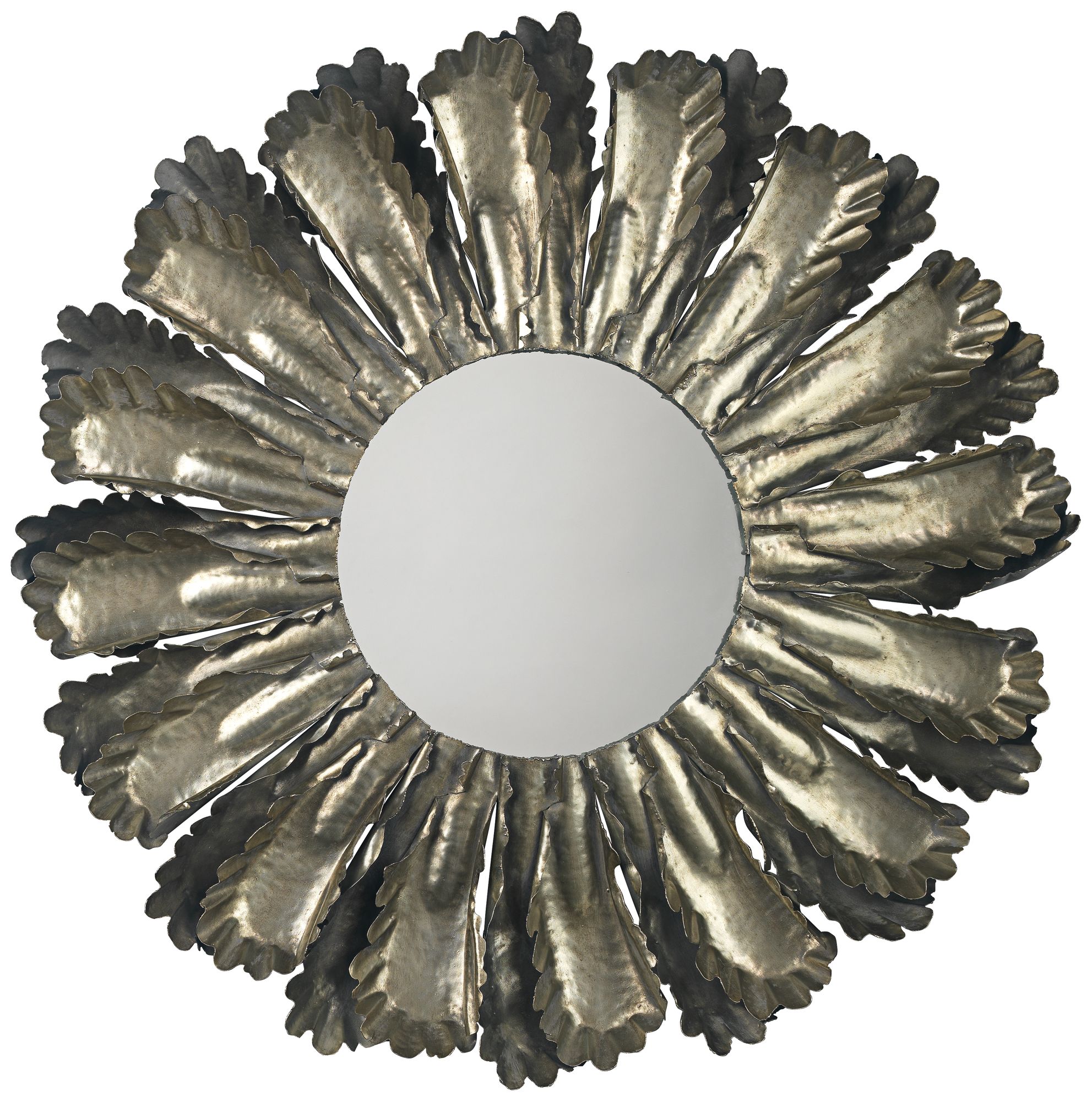 Jamie Young Harvest Antique Silver 35" Round Wall Mirror