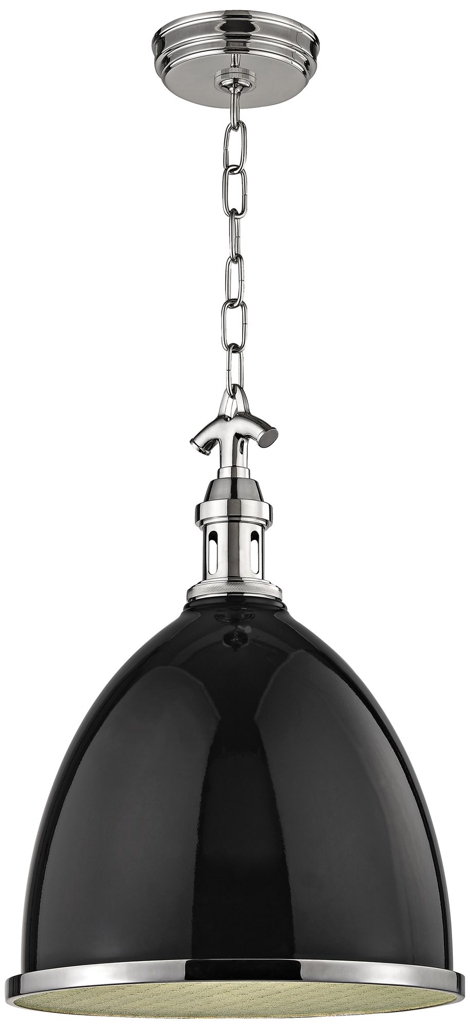 Viceroy 12 3/4"W Polished Nickel Black Shade Pendant Light