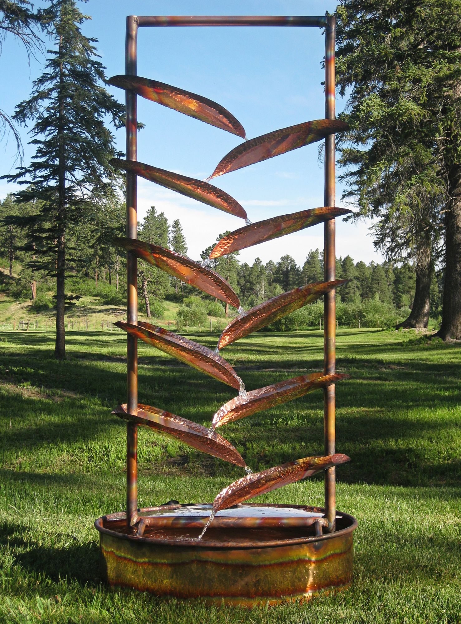 Trellis 72' High Sculptural Copper Outdoor Fountain