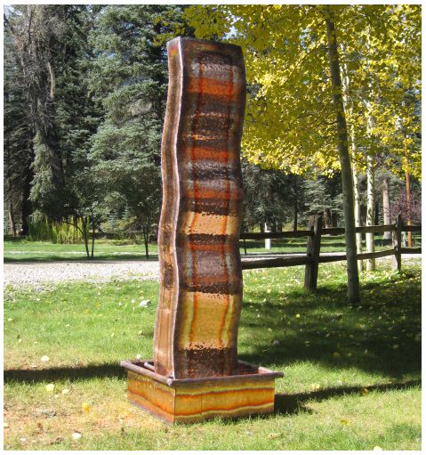 Flame 72" High Sculptural Copper Outdoor Fountain