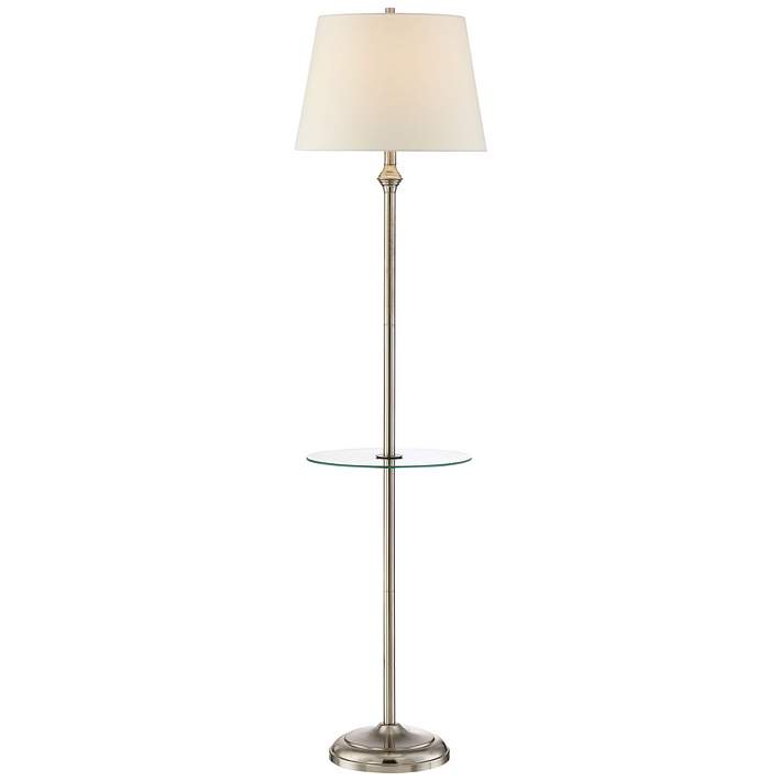 Dayton Satin Nickel Floor Lamp With, Floor Lamp With Tray Table Uk