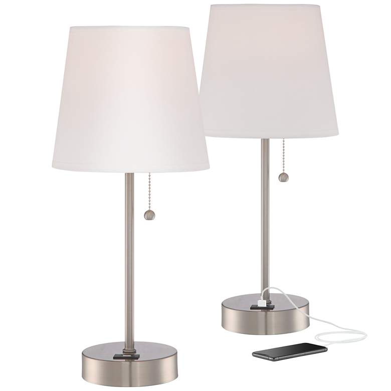 Image 2 Justin 18" High Metal Accent Lamps with USB Ports Set of 2