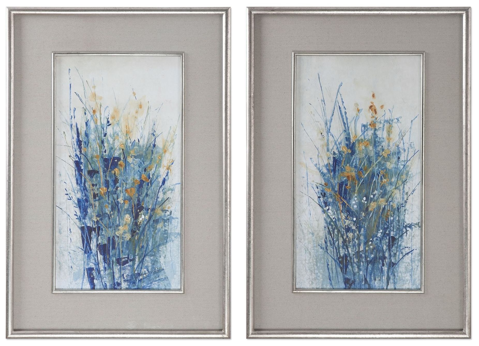 Uttermost Indigo Florals 41 1/2" High Framed Wall Art Set of 2 1K930