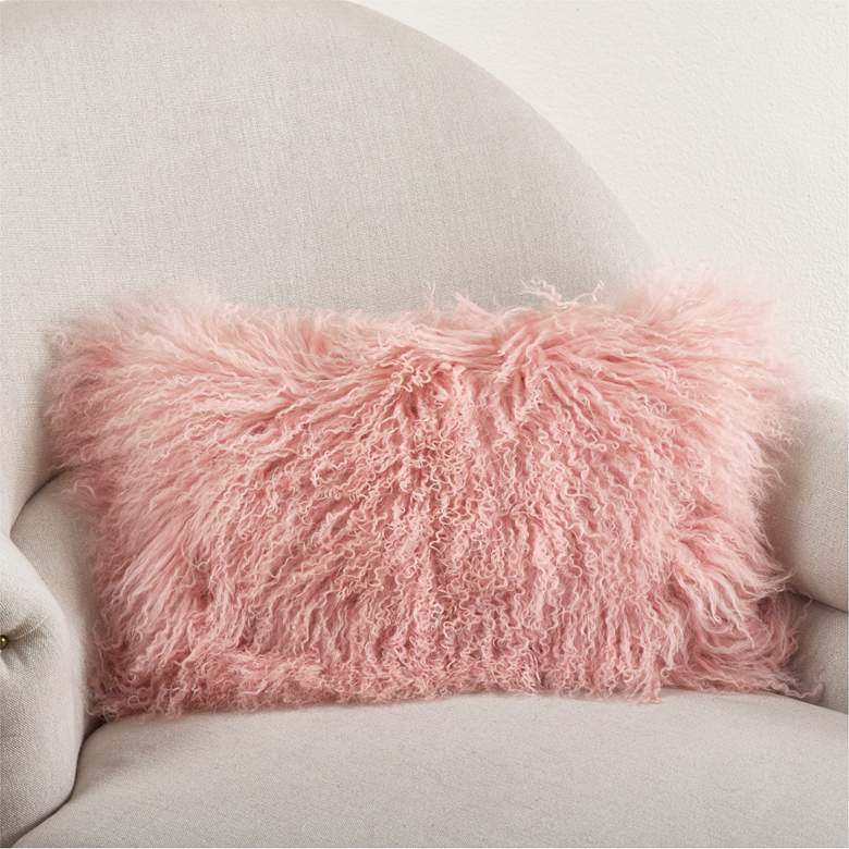 Image 1 Mongolian Pink Fur 20"x12" Lumbar Pillow