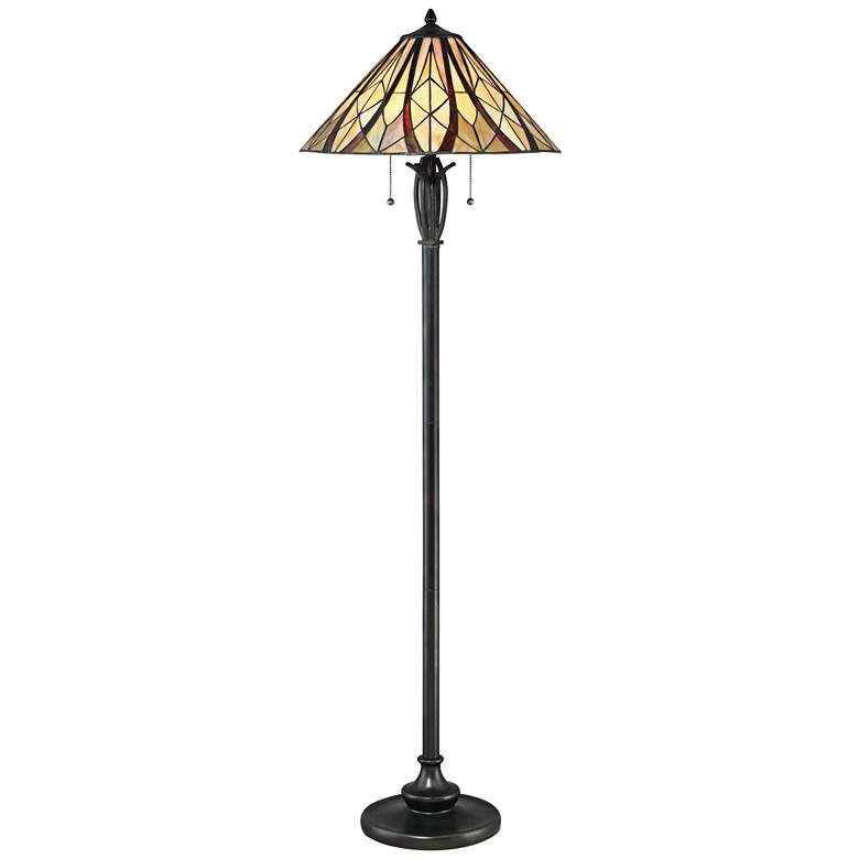 Image 1 Quoizel Victory Tiffany-Style Bronze 2-Light Floor Lamp