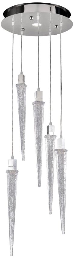 Ice 16" Wide Natural Crystal LED Multi Light Pendant