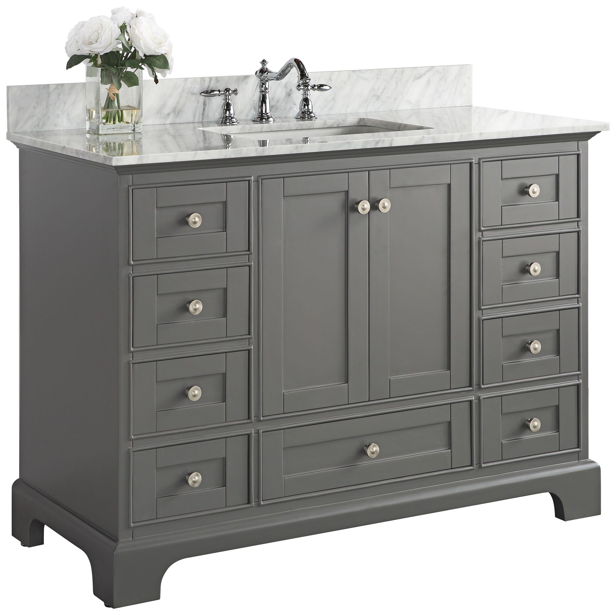 Audrey Sapphire Gray 48" White Marble Single Sink Vanity