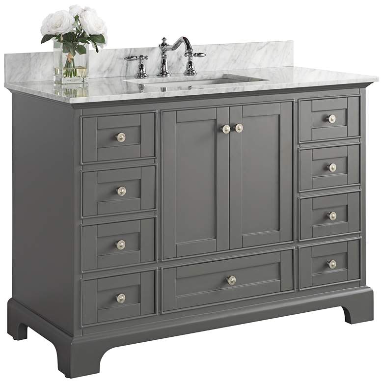 Audrey Sapphire Gray 48&quot; White Marble Single Sink Vanity