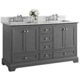 Audrey Sapphire Gray 60&quot; White Marble Double Sink Vanity