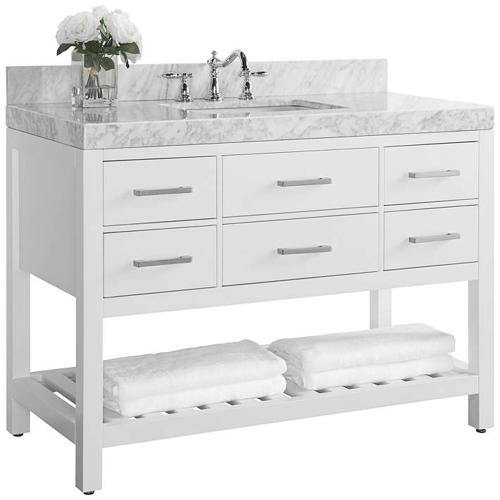 Elizabeth 48 Wide Nickel White Marble Single Sink Vanity 1m898