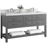 Elizabeth Sapphire Gray 60&quot; Marble-Top Double Sink Vanity