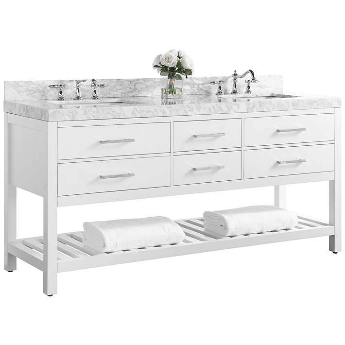 Elizabeth White 72 Wide Italian Marble Double Sink Vanity
