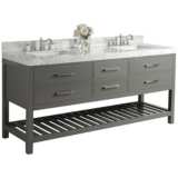 Elizabeth Sapphire Gray 72&quot; Marble-Top Double Sink Vanity