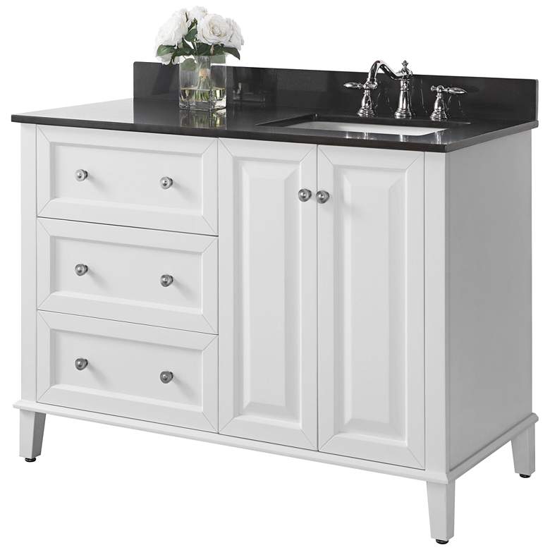 Hannah 48 White Granite Top Off Center Right Sink Vanity