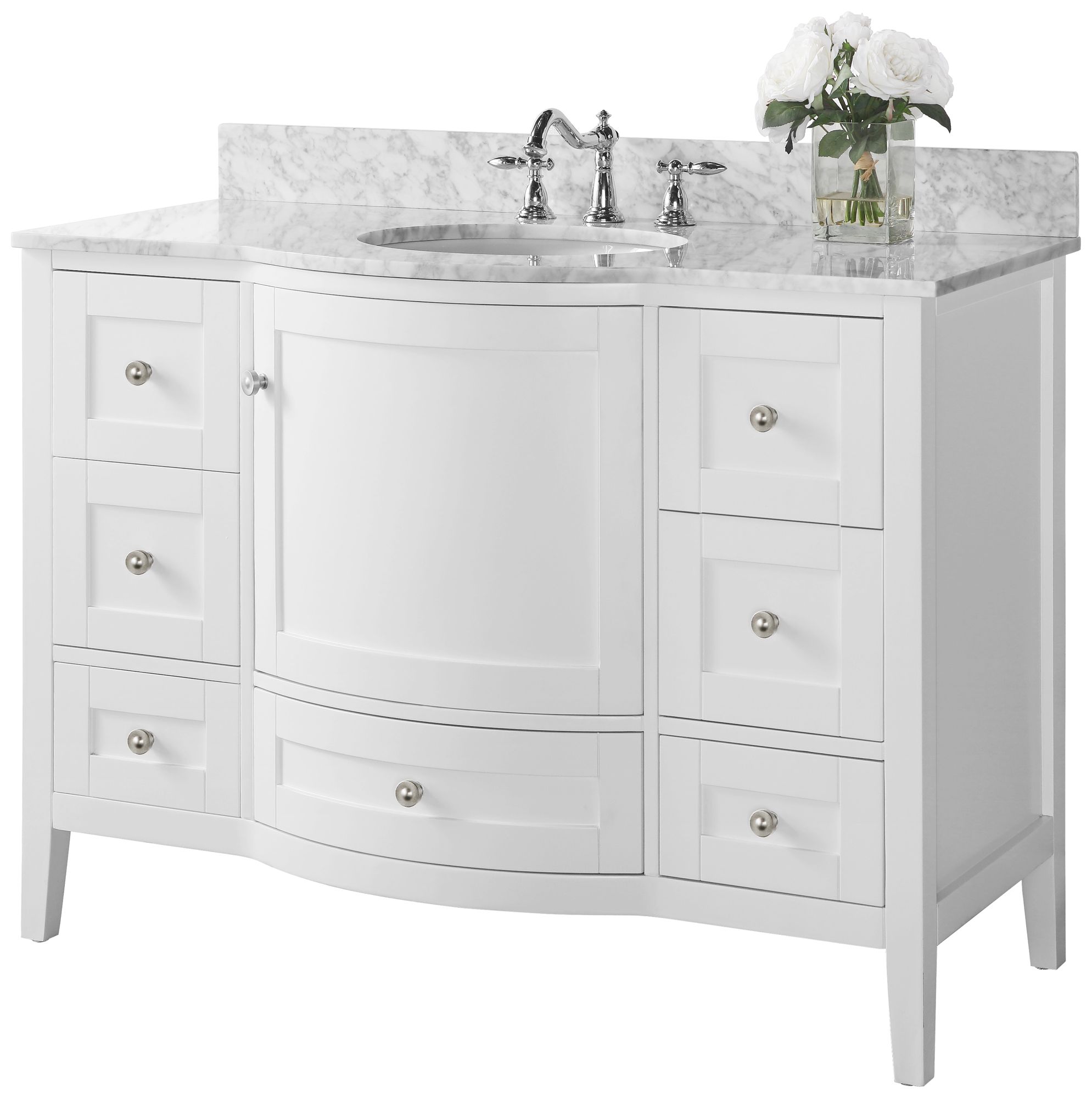 Lauren 48" Nickel White Italian Marble Single Sink Vanity